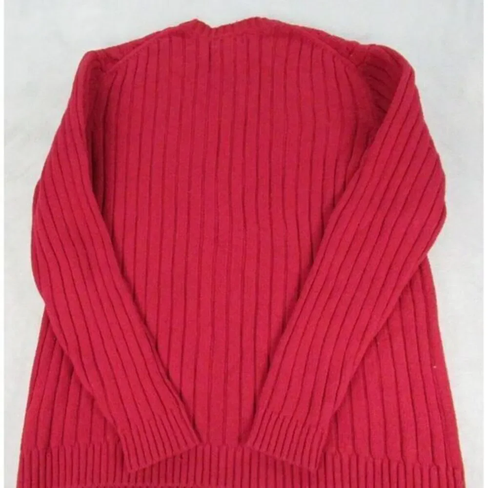 Vintage Eddie Bauer Sweater Mens XL Tall Red Cable Knit Lambs Wool Blend Long Sl - Picture 2 of 10